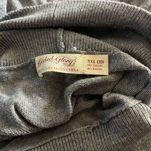 Gray sweater like material dress turtleneck worn 1-2 X in excellent shape.